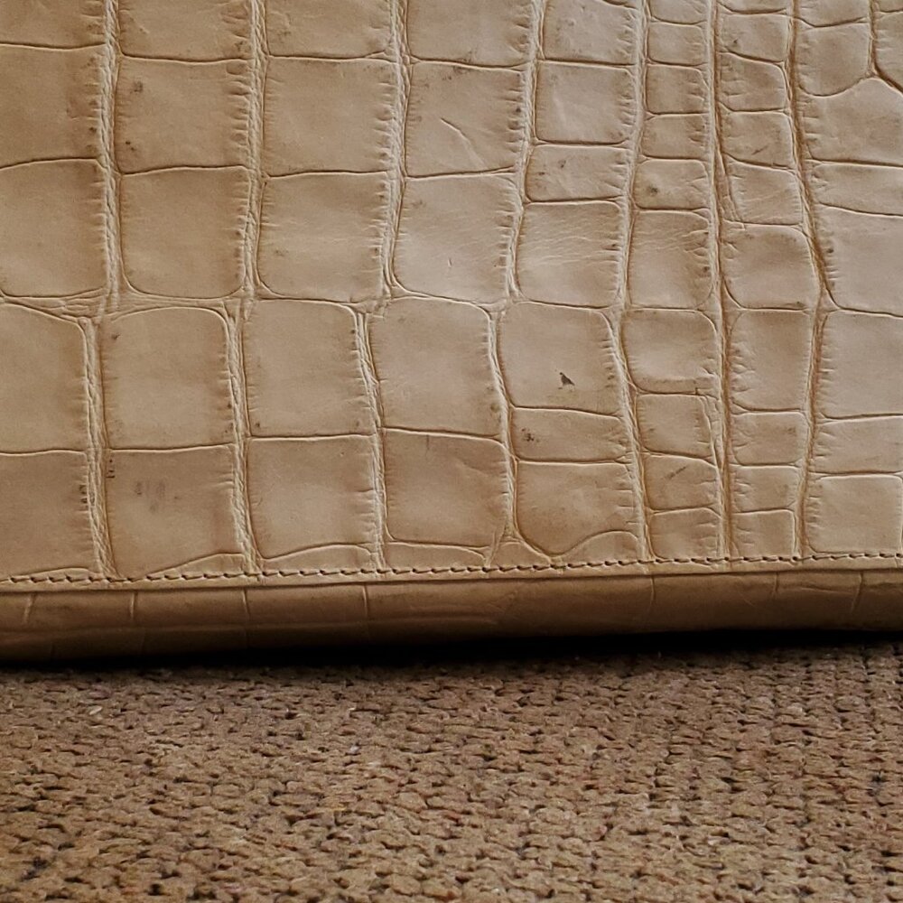 Vintage Dooney and Bourke Purse Satchel Croc Cream Ivory Nile Lock Key - Picture 14 of 16